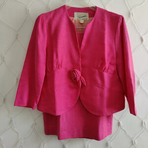 Vintage Tweed Suit | Skirt & Jacket / Hot Pink / Tag Size 9…